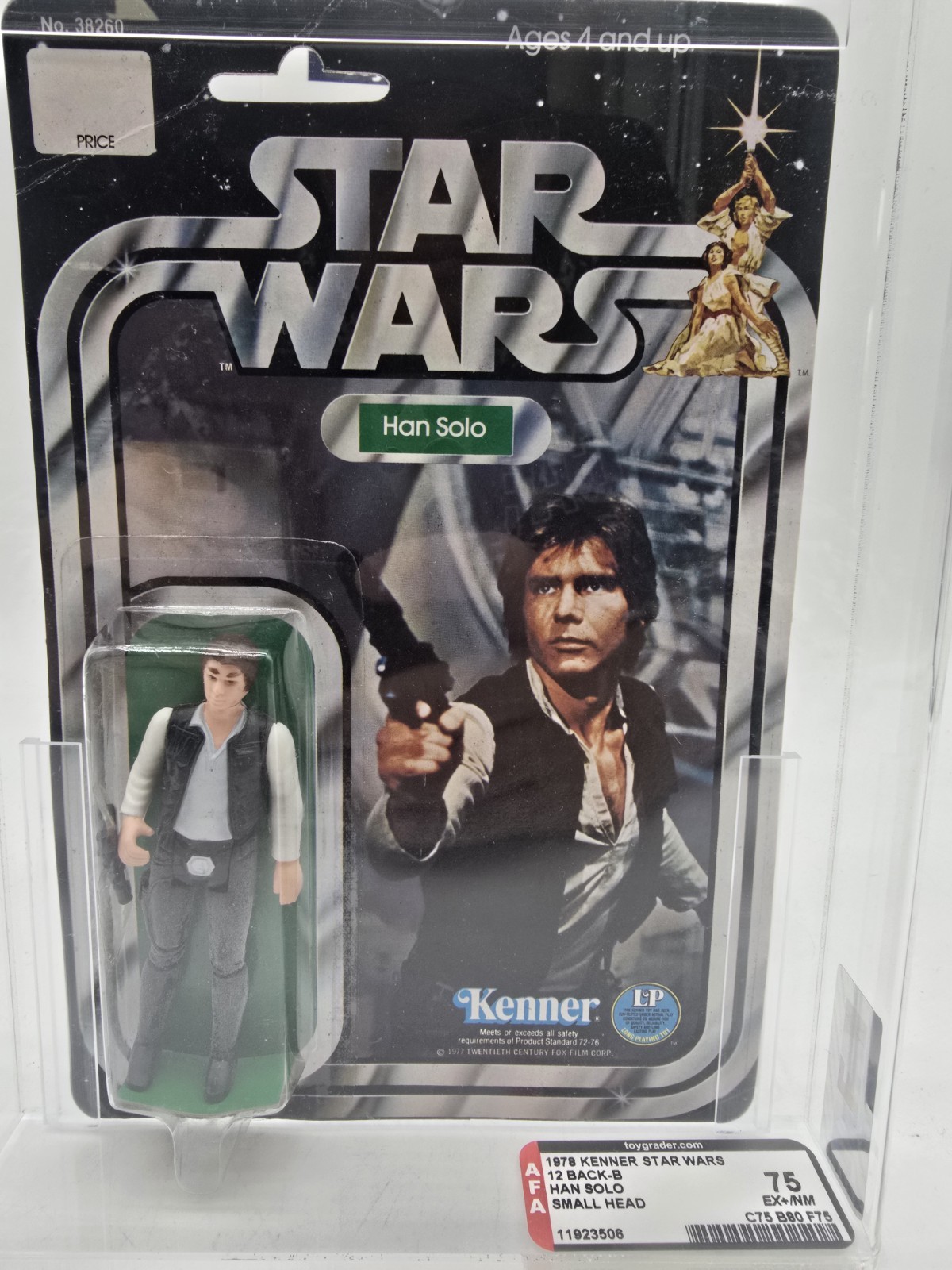 Star Wars Kenner 1978 HAN SOLO 12 BACK – B AFA 75 Small Head