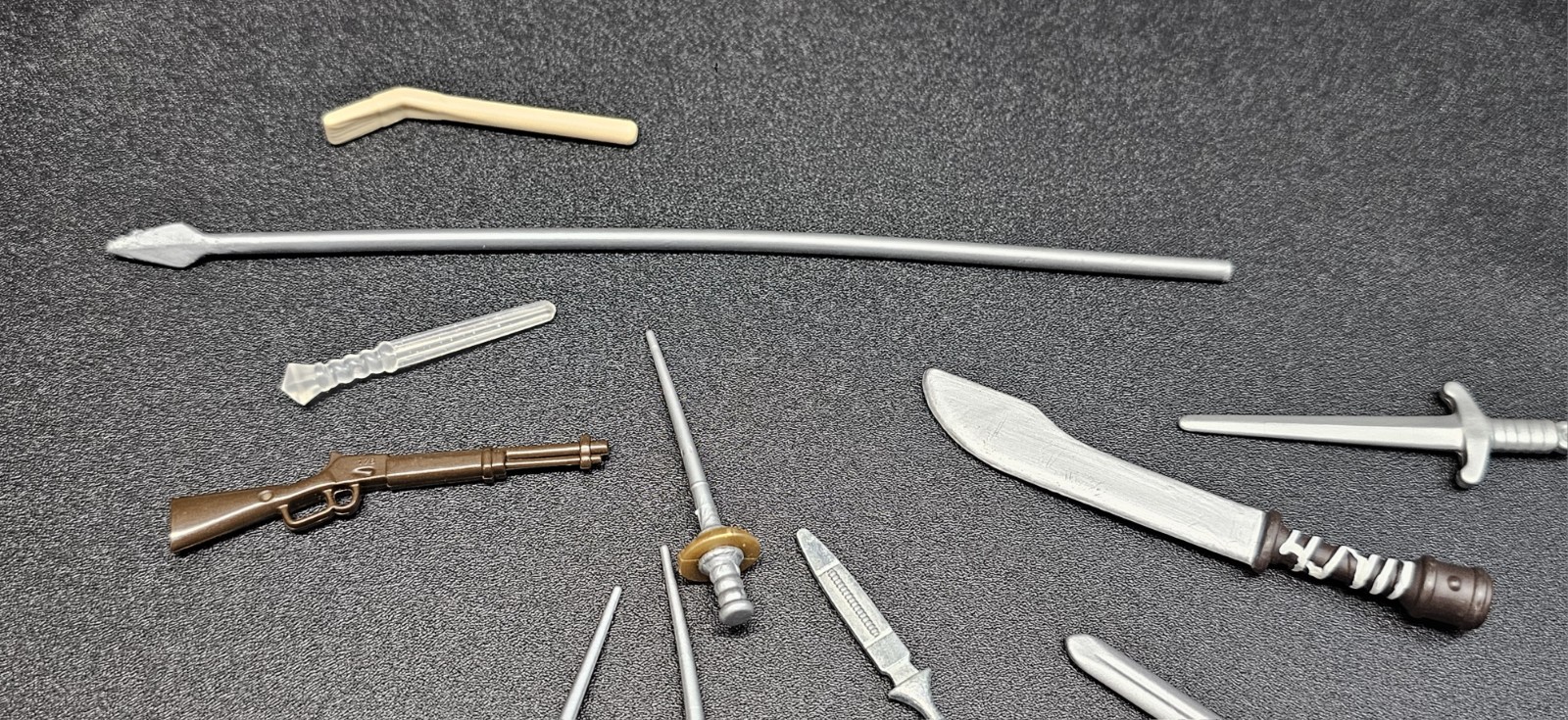 Lot Of 14 Toy Action Figure Mini Weapons Pre-Owned Gun Sword Knife