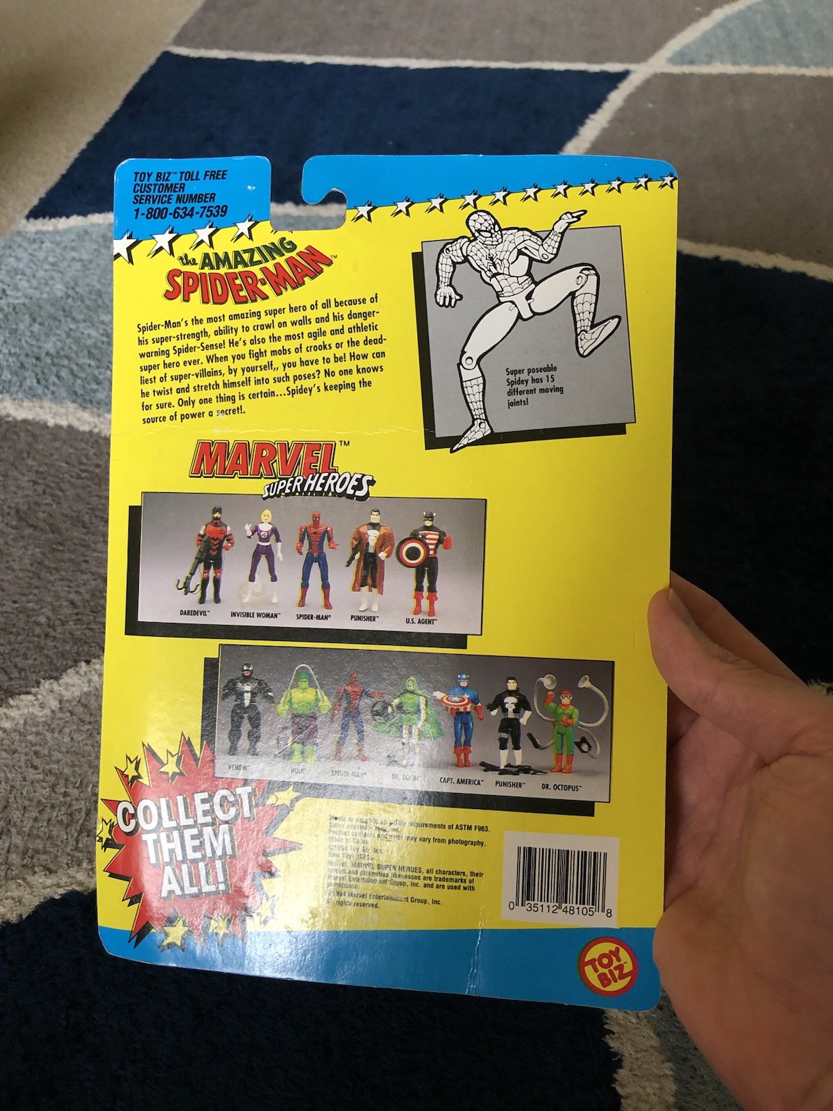 Vintage 1994 Marvel Super Heroes Spider-Man Figure Multi Jointed Toy Biz MOC