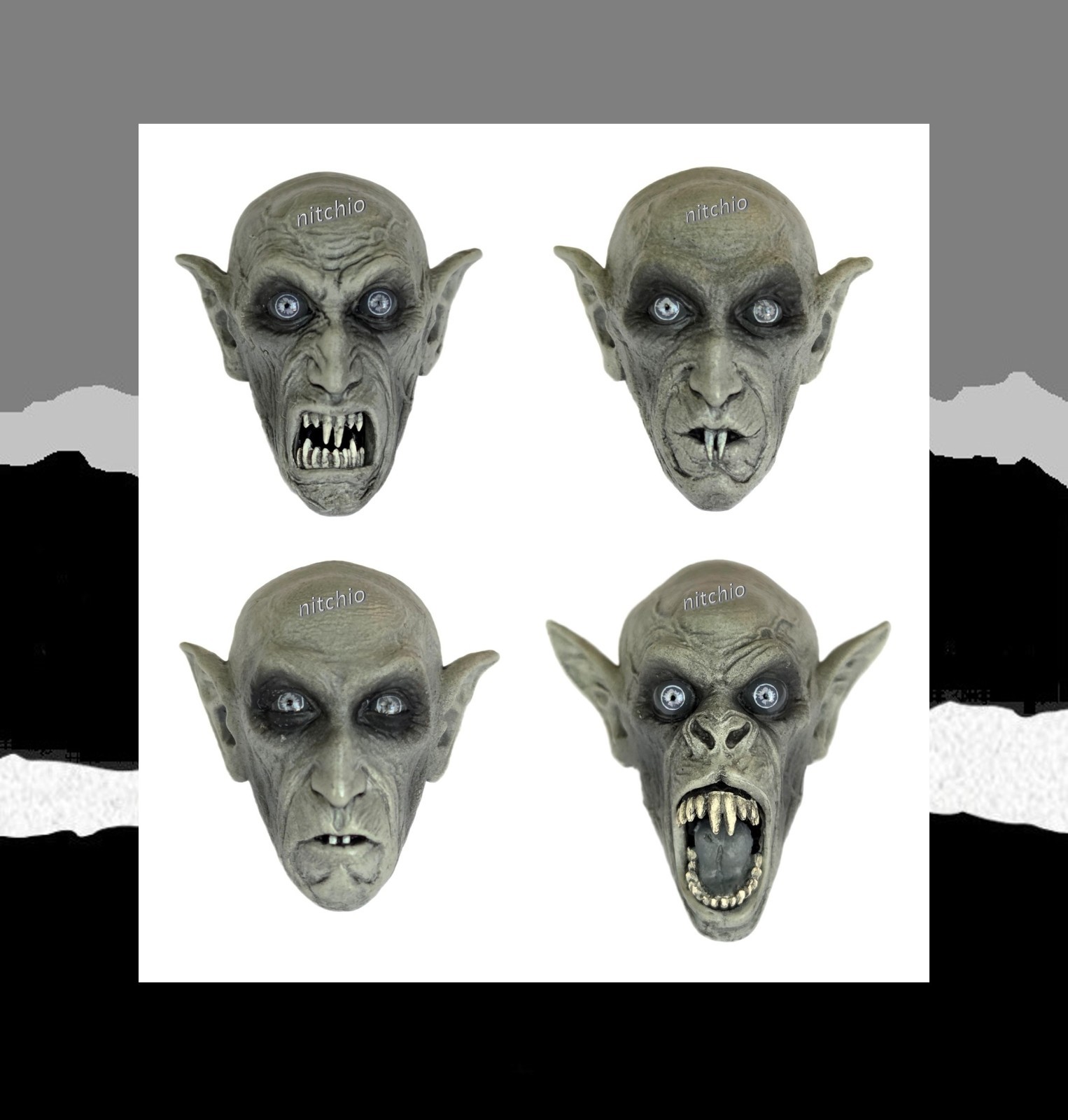 Mezco One:12 Nosferatu Black & White – FOUR HEAD SCULPTS 1/12 Scale Fodder