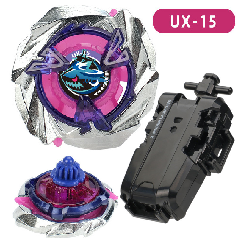 Burst Beyblade UX-15 Shark Scale Deck Purple Silver Spinning Top Gyro W/Launcher