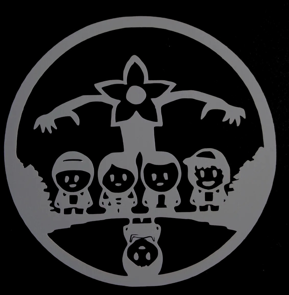 Stranger Things Demogorgon with Kids Vinyl Car Decal ( size 4×4)