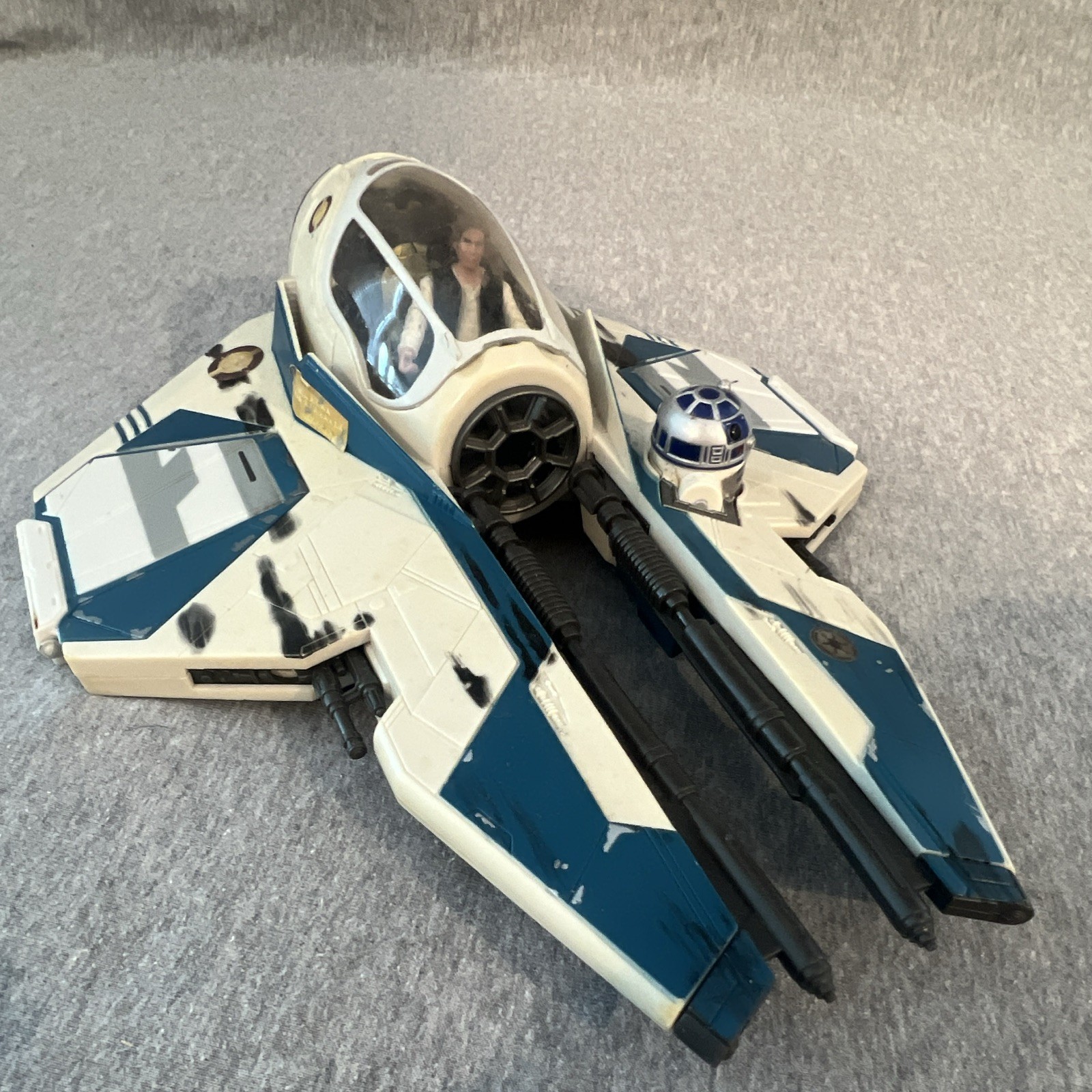 Star Wars Obi Wan’s Jedi Starfighter Blue Hasbro 2004 used no missiles