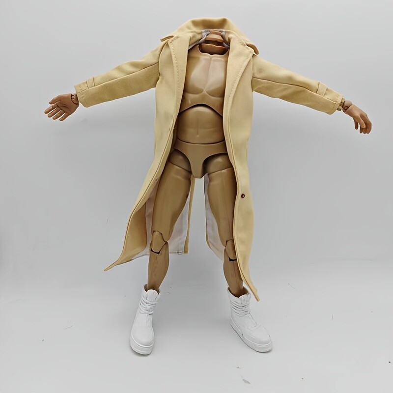 1/6 Khaki Coat Male Trench Windbreaker clothes model for 12in Thin Action Figure