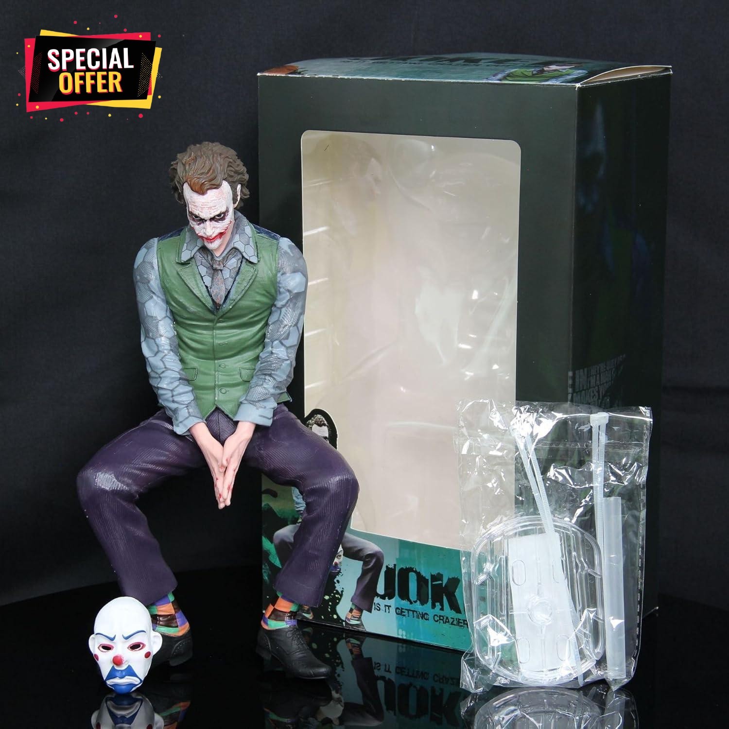 Dark Knight Joker Sitting Figure 24cm DC Heath Ledger PVC Collectible Model Toys