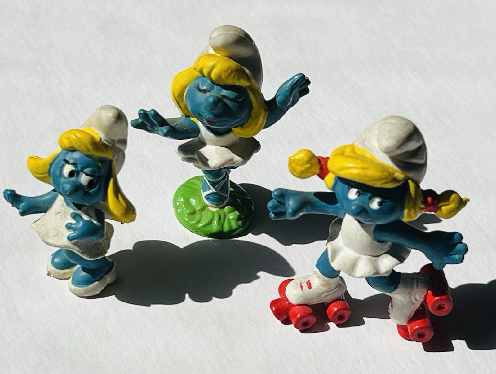 Smurfs Ballerina, Roller Skater Smurfette Vintage PVC Figure Lot Peyo 1978 1980