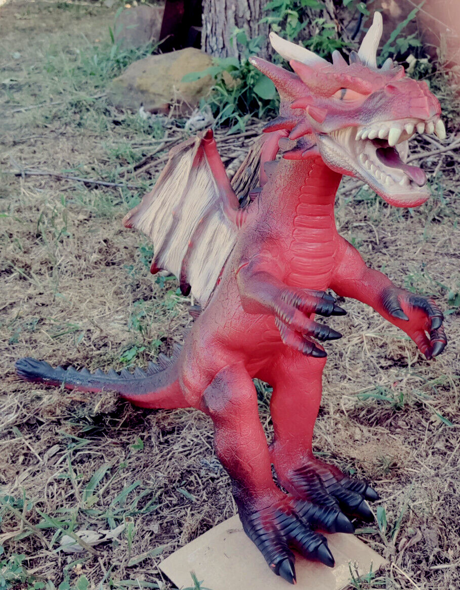 Red Dragon 17 inches tall – 27 inches Nose to Tail Rubberized Plastic T1858