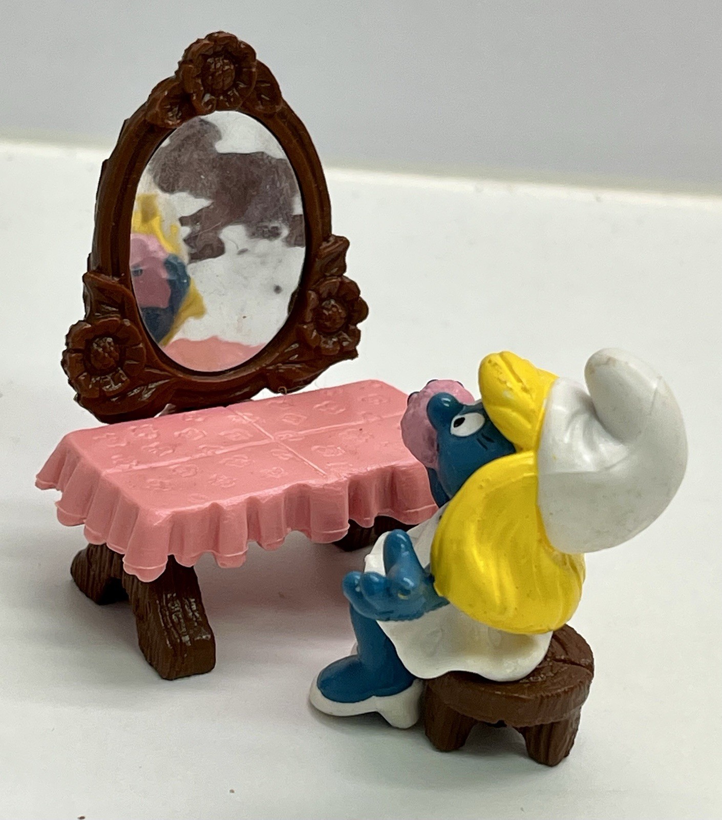 Super Smurf Vanity Table 6742 Vintage Schleich Peyo Wallace Berrie Complete