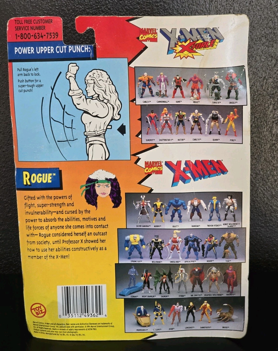 Vintage 1994 ToyBiz Marvel X-Men Rogue Action Figure NEW SEALED Good Cardstock