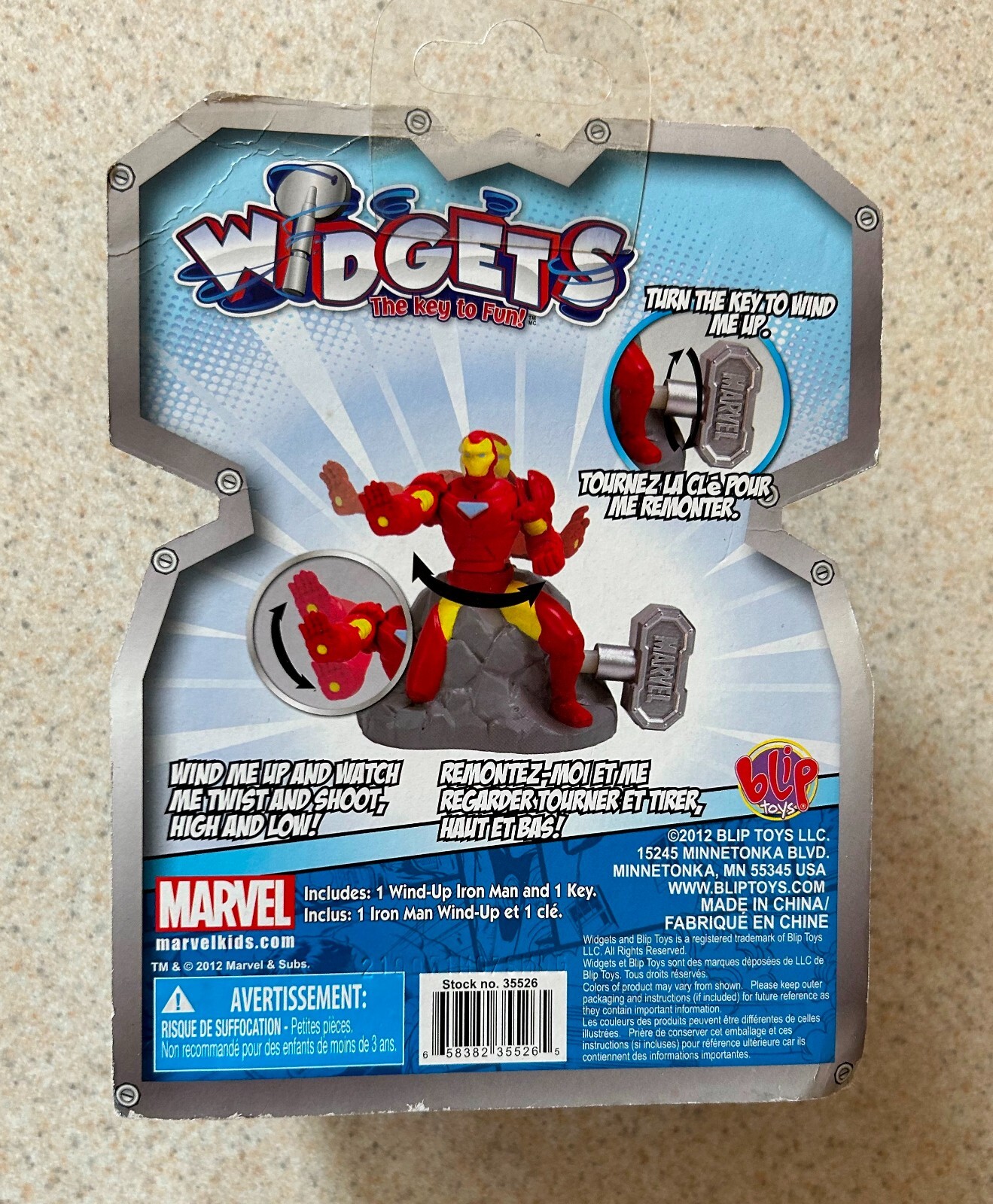 WIDGETS Iron Man Action Figure (Marvel Comics / Blip Toys) — On Card