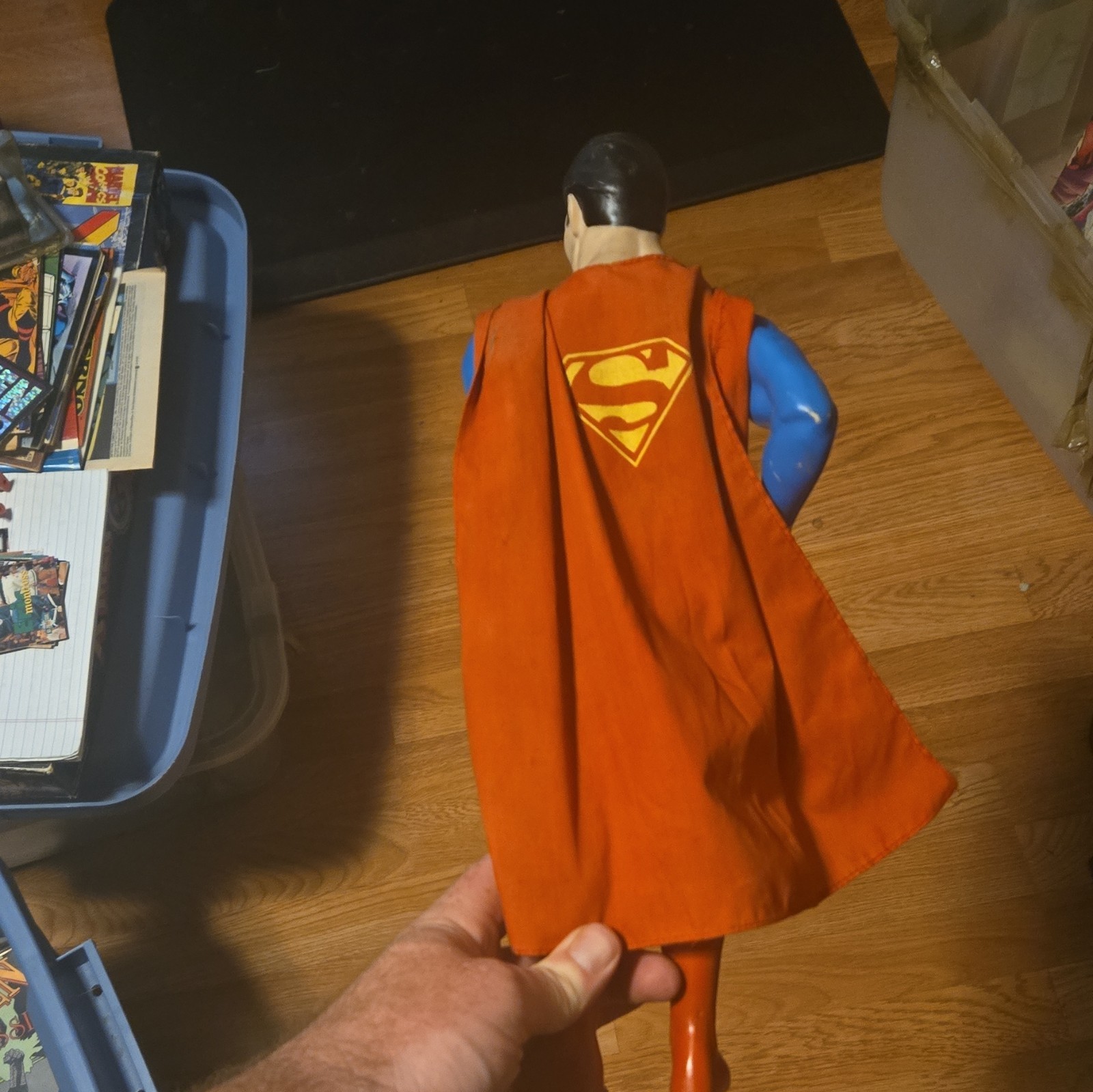 large DC Superman Action Figure w/ Cloth Cape 1988 Plastic Fabric Comic Hero