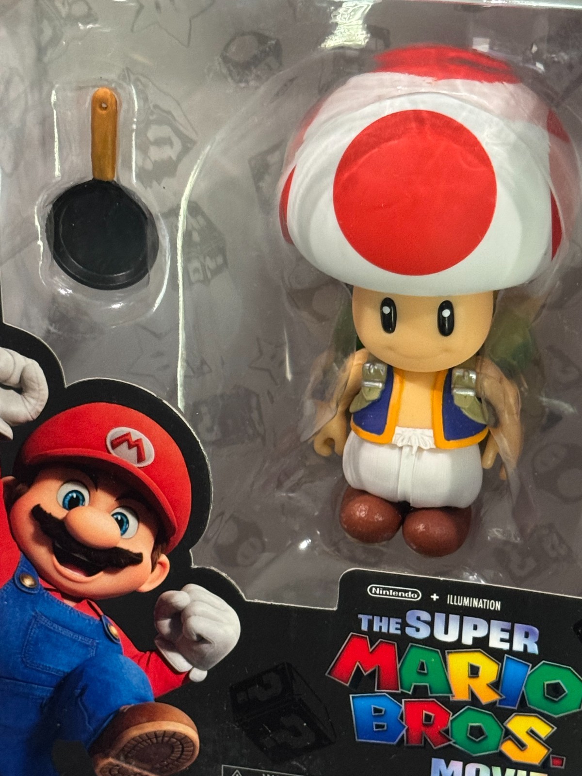 Nintendo The Super Mario Bros. Movie Toad Figure with Frying Pan SEALED