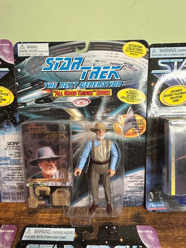 Star Trek Playmates All Good Things Crew Lot x6 Picard Data Worf Figures MOC TNG