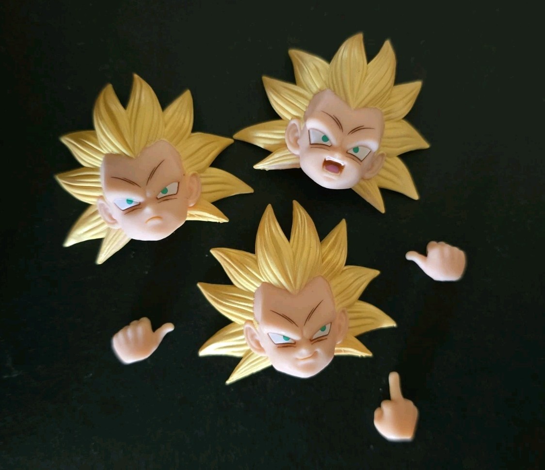 KW Studio Gotenks Super Saiyan 3 Yellow Hair Custom Faceplates & Three hands