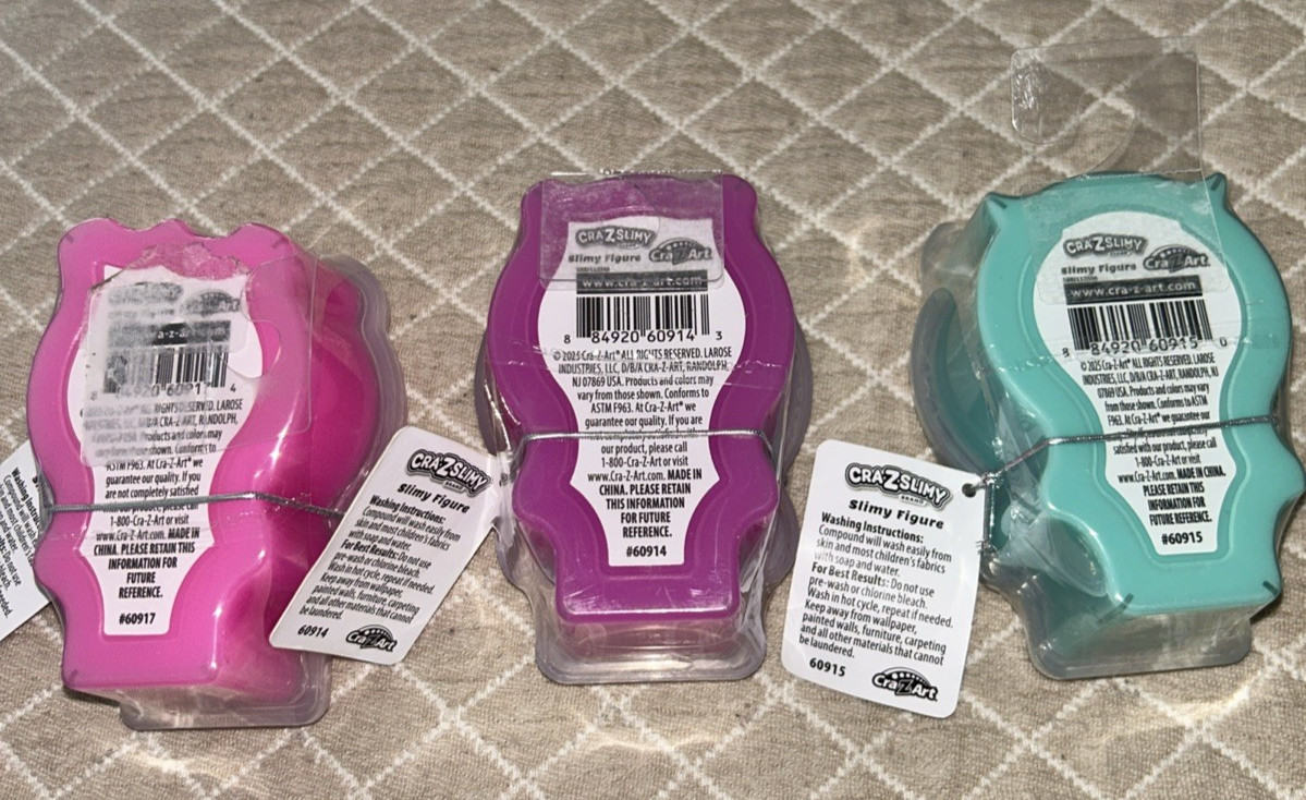 Cra-Z-Art Slimy-Boos Slime Monster Figures 3 Pack 4oz Each New