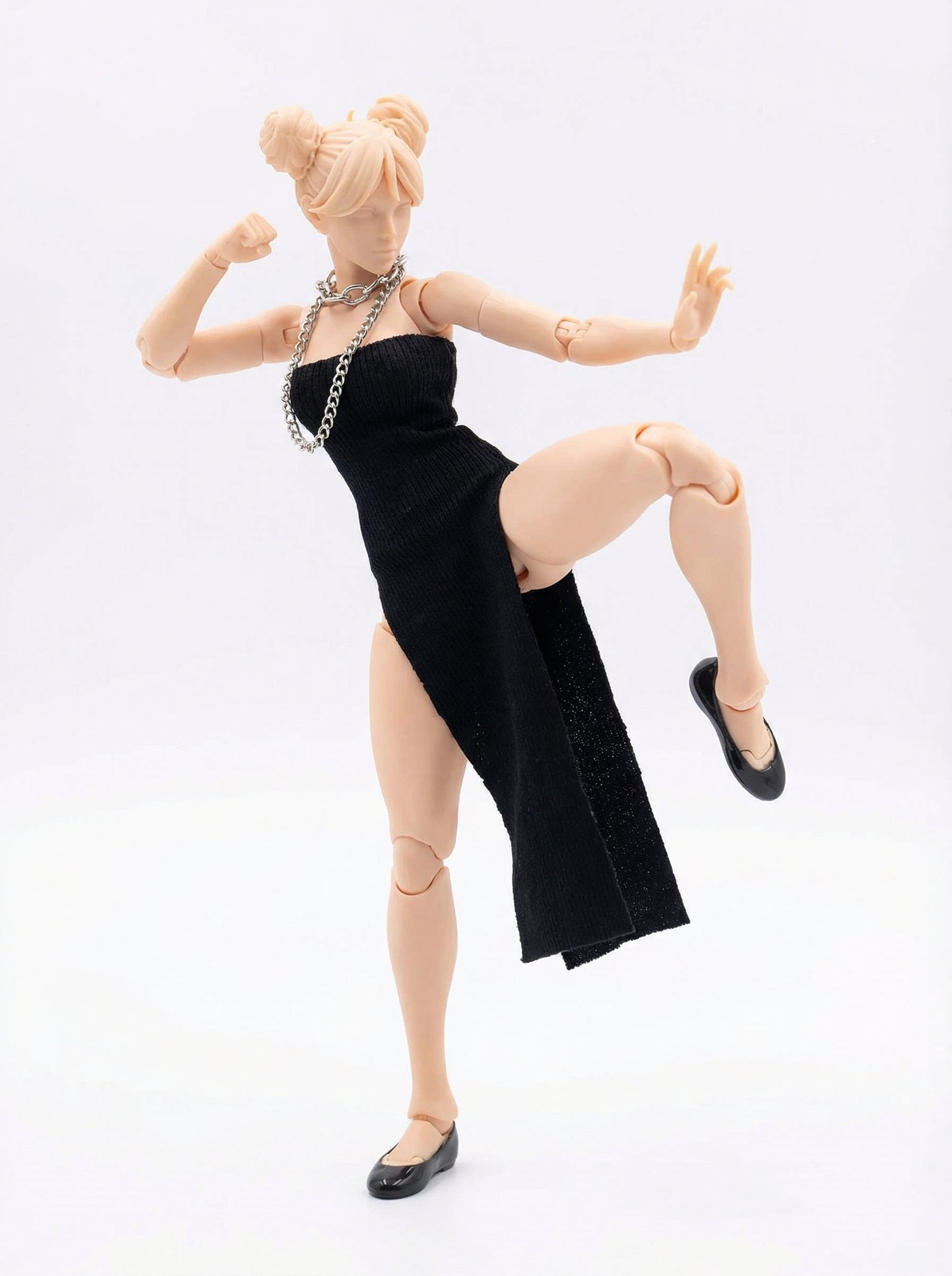 1/12 Scale Black Skirt + Necklace + Flat shoes Model For 6″ Romankey Figures