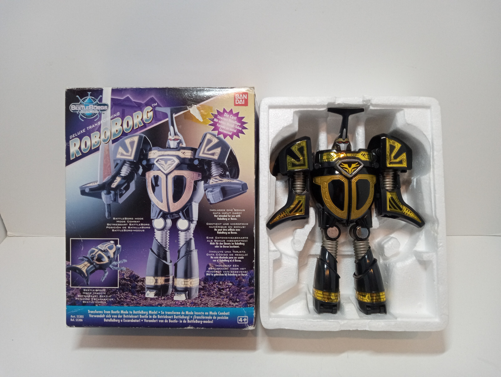 BEETLEBORGS DELUXE ROBOBORG DIECAST ROBOT WITH BOX 1997 BANDAI ** INCOMPLETE **