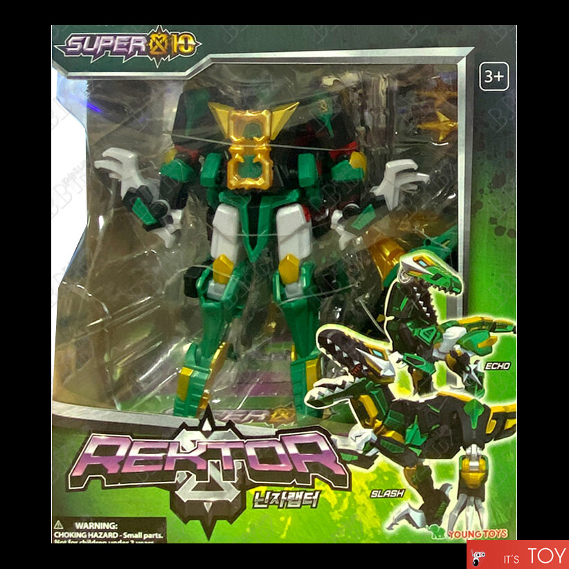 SUPER 10 REKTOR Ninja Raptor Green Dino Transforming Robot Figure Youg Toys 2022