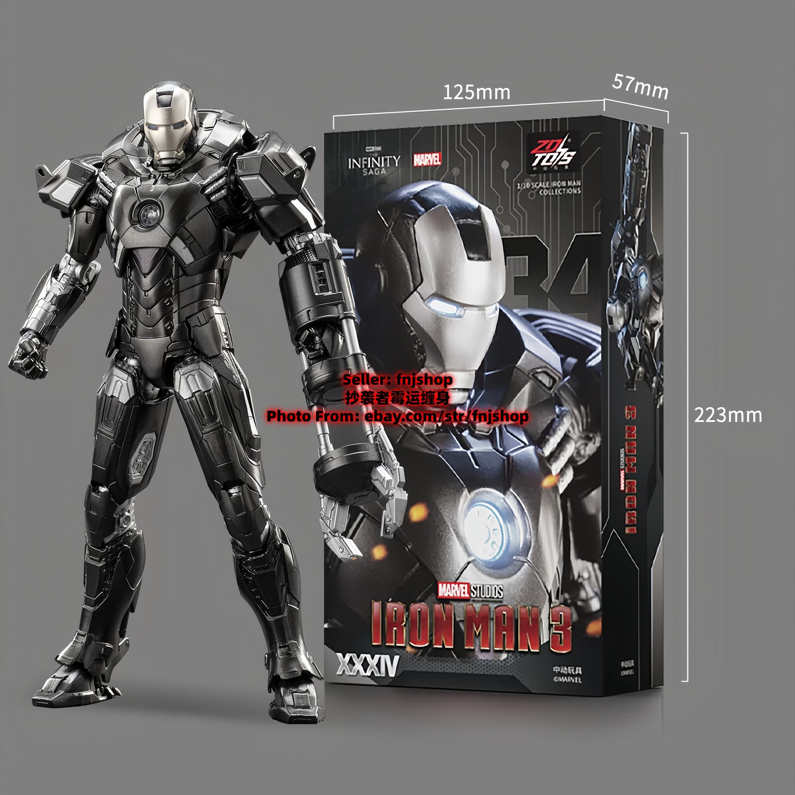 New ZD TOYS Iron Man 3 Series MK34 Mark34 Southpaw 1/10 Action Figure IN STOCK