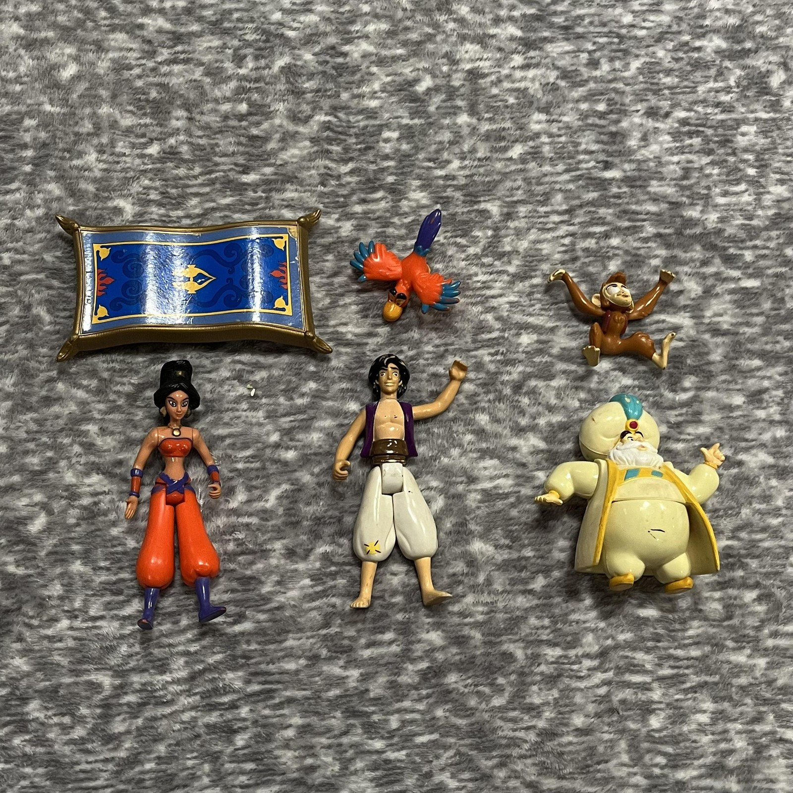 Vintage Disney Aladdin Action Figure Lot Mattel Magic Carpet Jasmine Abu Sultan