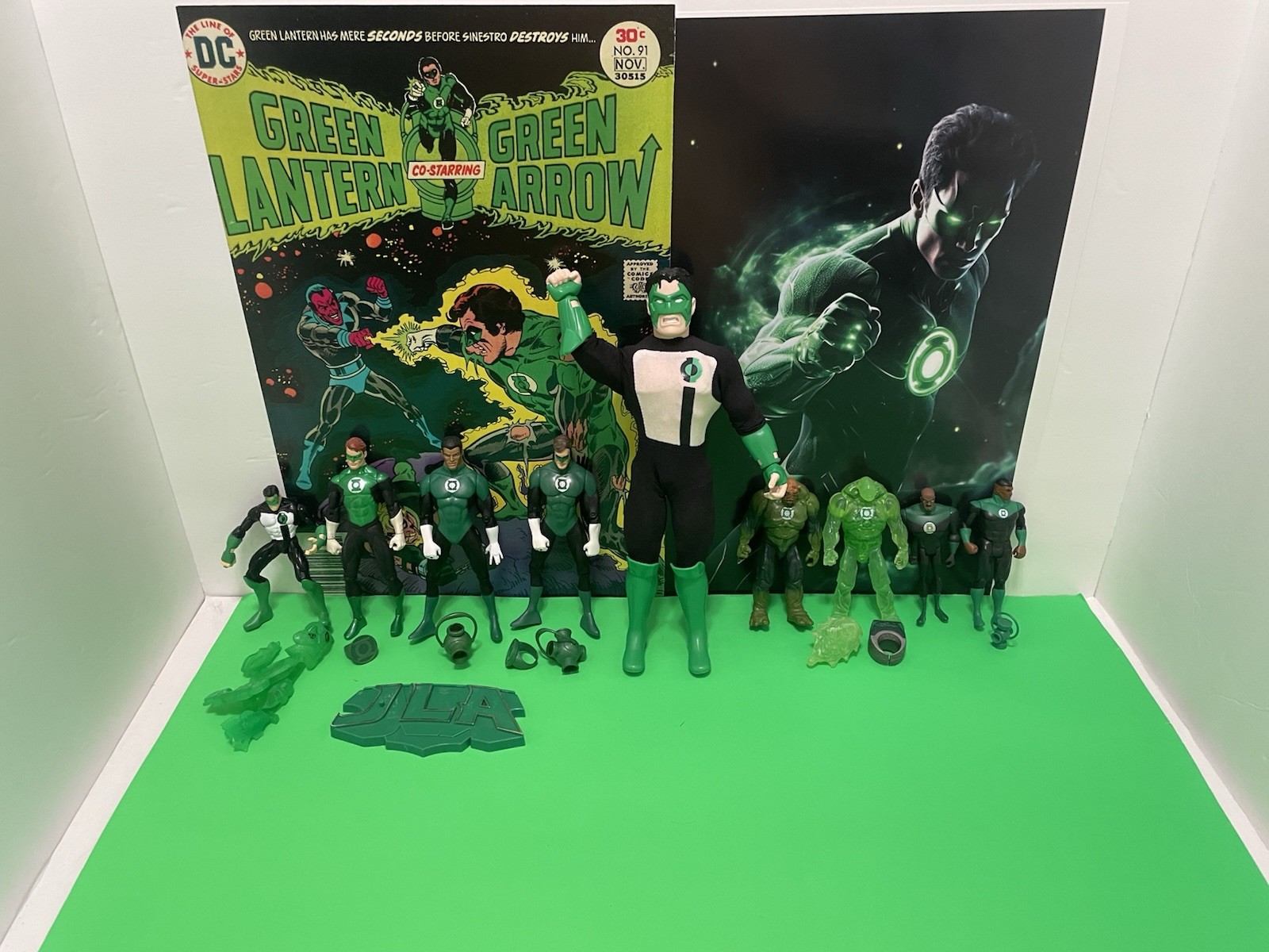 DC DIRECT/MATTEL GREEN LANTERN 9 PIECE LOT VARIOUS YEARS HAL JORDAN JOHN STEWART