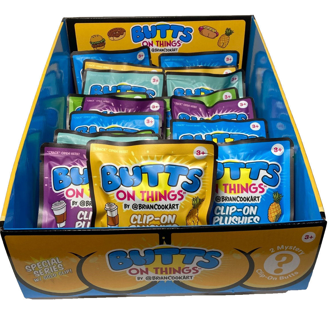 Butts On Things By Brian Cook Art Blind Booty Bag 2 Mystery Clip-On Plushies