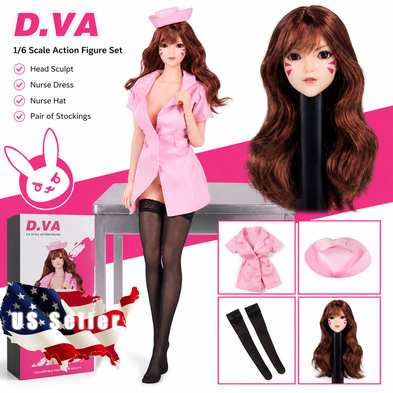 1/6 DVA Head Sculpt Nurse Dress Set For 12″ PHICEN Hot Toys TBLeague Figure USA