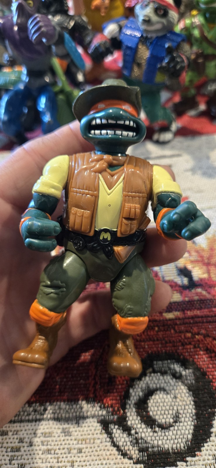 TMNT Safari Mike Michaelangelo Figure Incomplete Vintage Rare