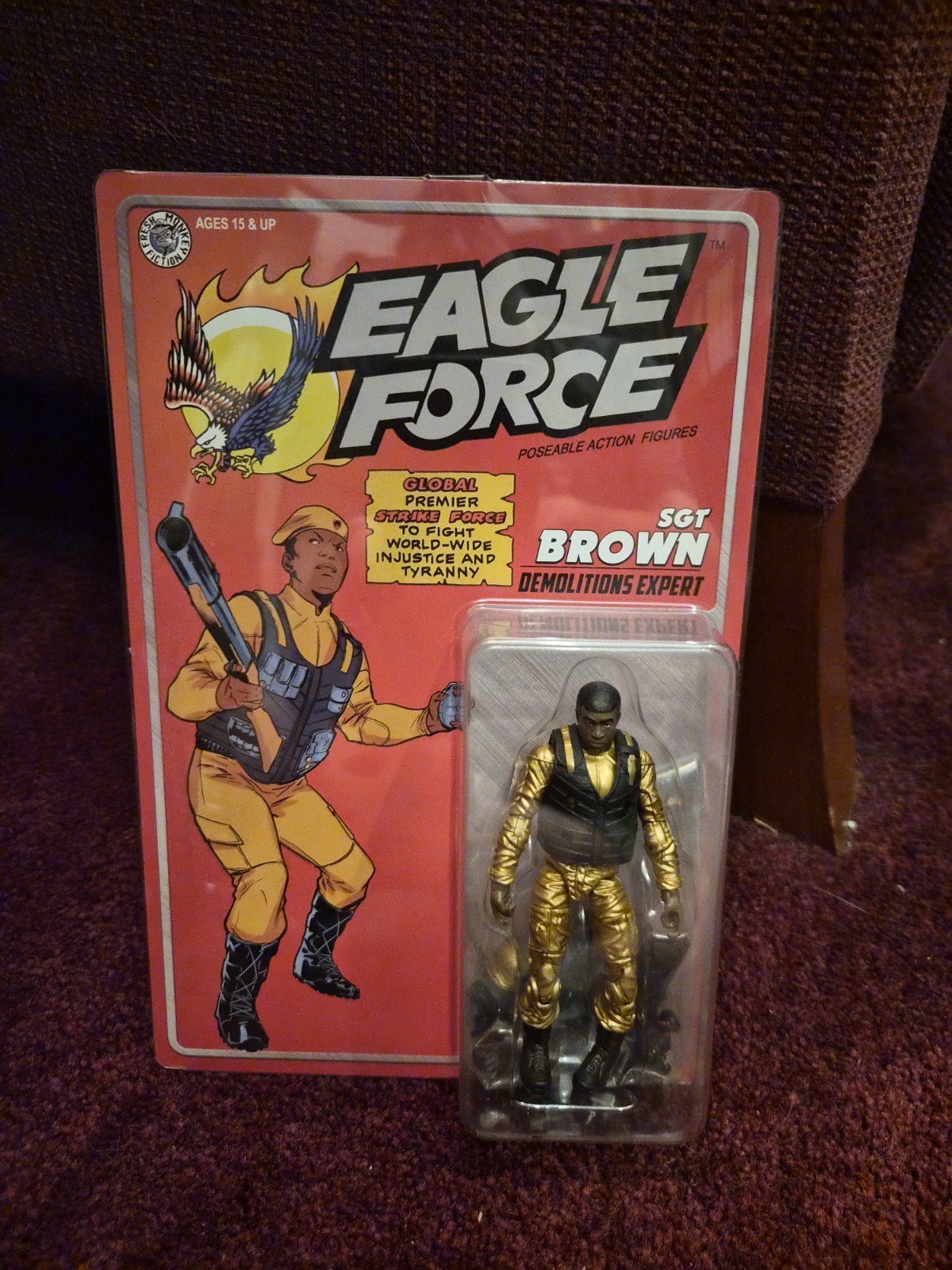 Eagle Force Sgt. Brown Gold 1:18 3.75″ JoeFest Fresh Monkey Fiction Figure