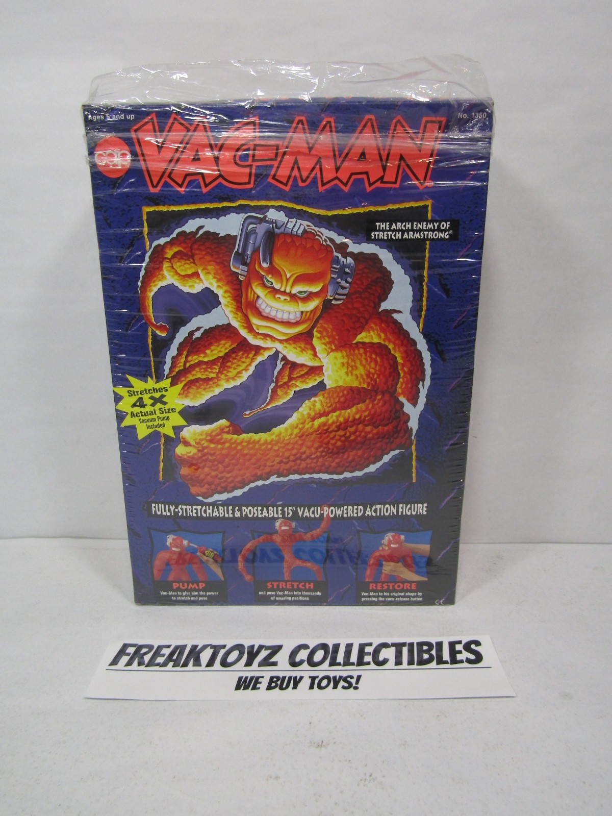 Stretch Armstrong VAC-MAN 15″ Monster Figure UNUSED MIB 1994 Cap Toys
