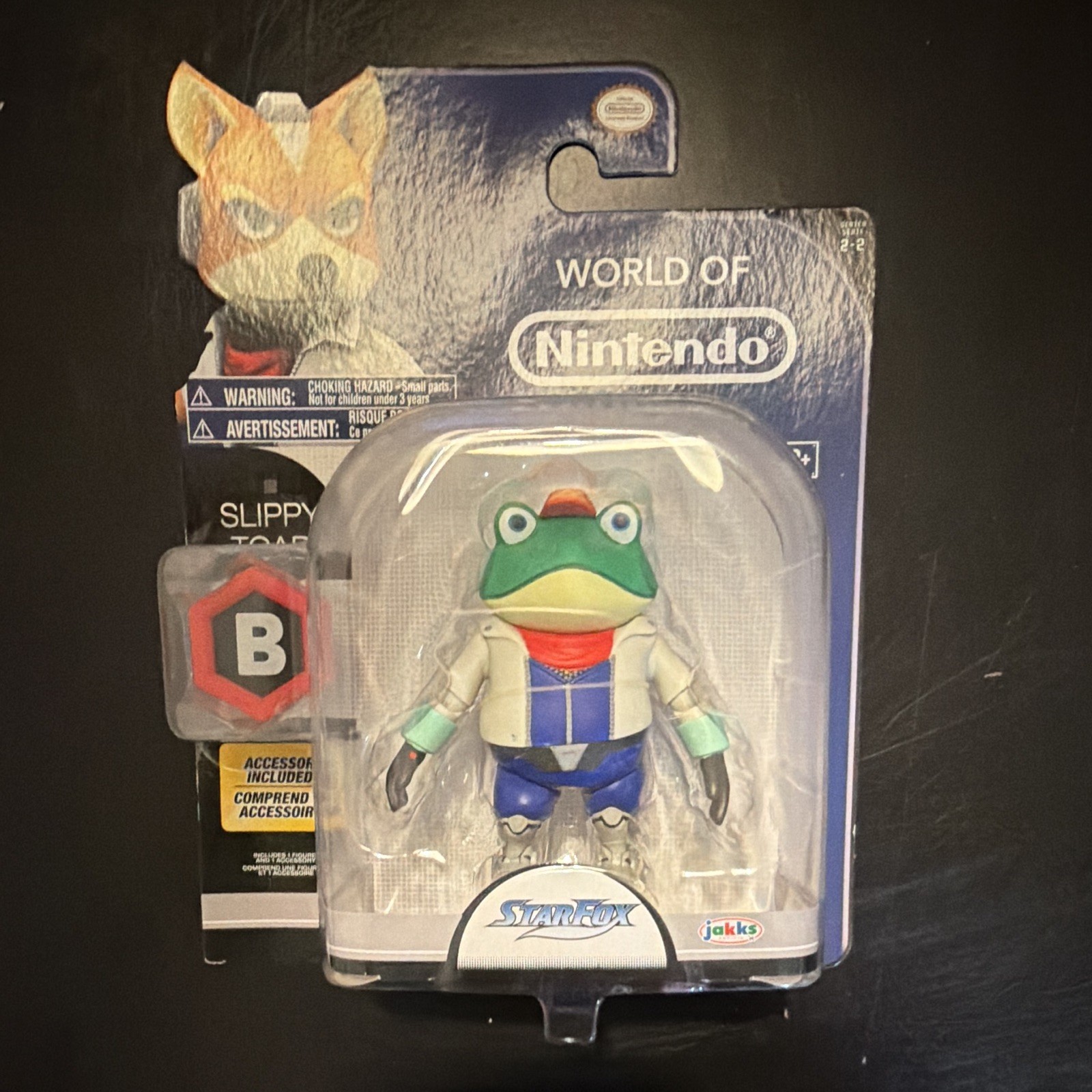 JAKKS Pacific World of Nintendo Slippy Toad Star Fox 3.5in Figure w/ Bomb