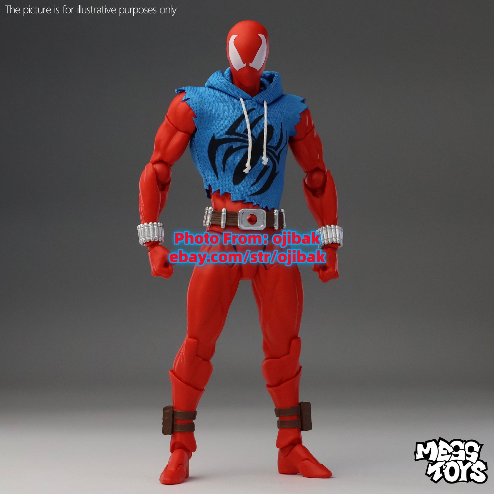 In Stock Mess Toys Spider-Man Scarlet Hero Blue Cloth Battle Suit Action Figure