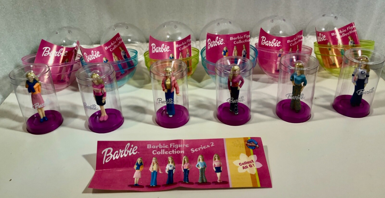 Complete set all 6 Barbie dolls series #2 figures, In original vending capsules