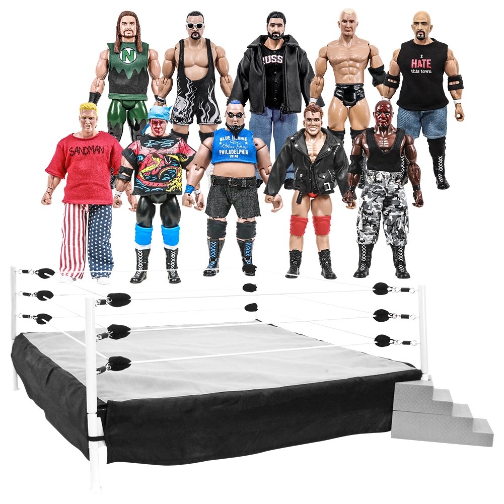 Wrestling Ring & 10 LOOSE Legends of Wrestling Action Figures