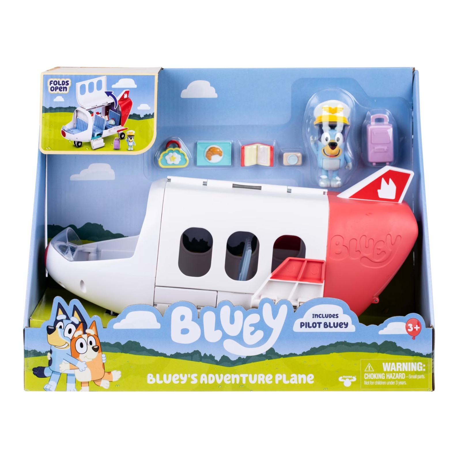 Bluey Adventure Plane Playset Includes Pilot Bluey Figure Airplane Toy Ages 3+