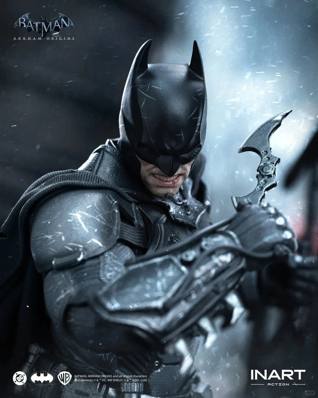 INART Batman Arkham Origins Battle Damaged 1/12 Figure DC Action Figure In Hand
