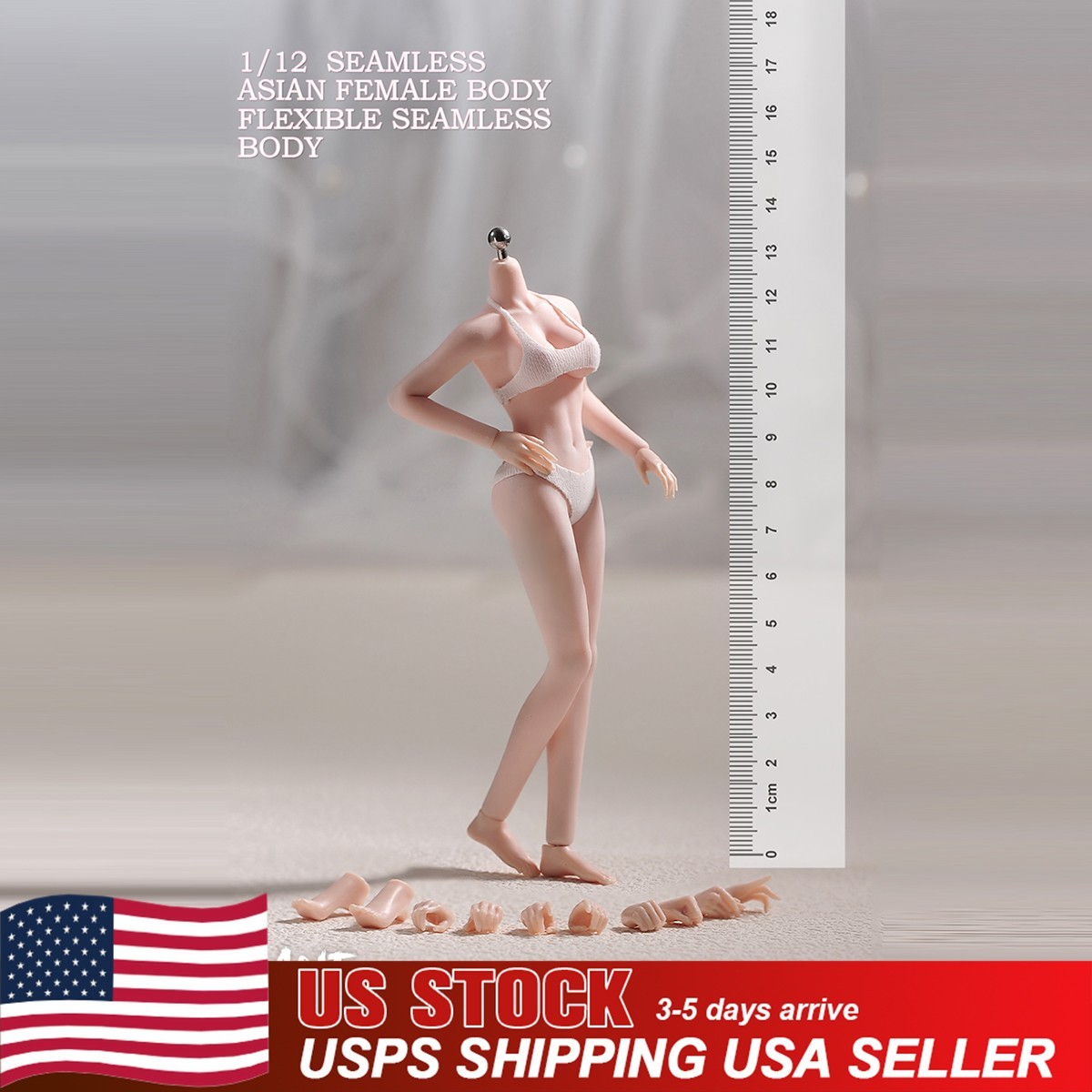 ANT T305B 1/12 Pale Skin Flexible Silicone Female Action Figure Body Model Toys