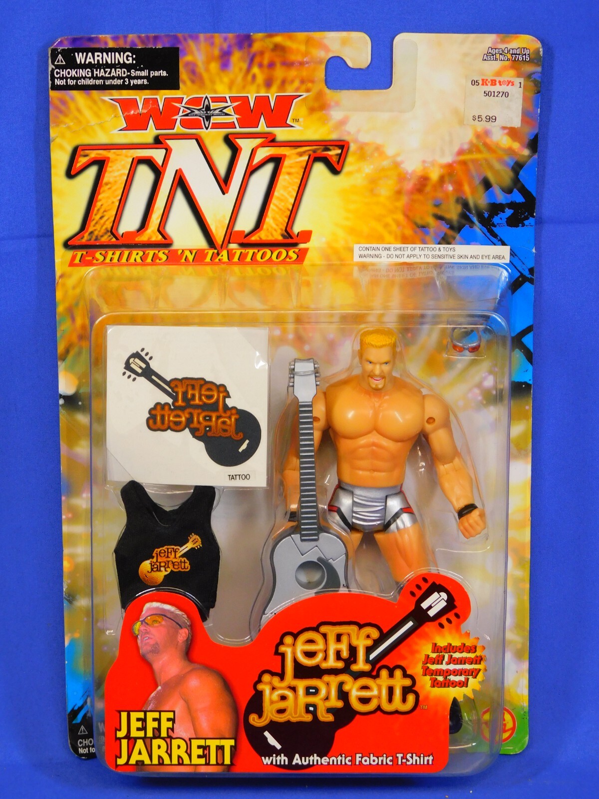 WCW TNT JEFF JARRETT T-SHIRTS N TATTOOS TOY BIZ