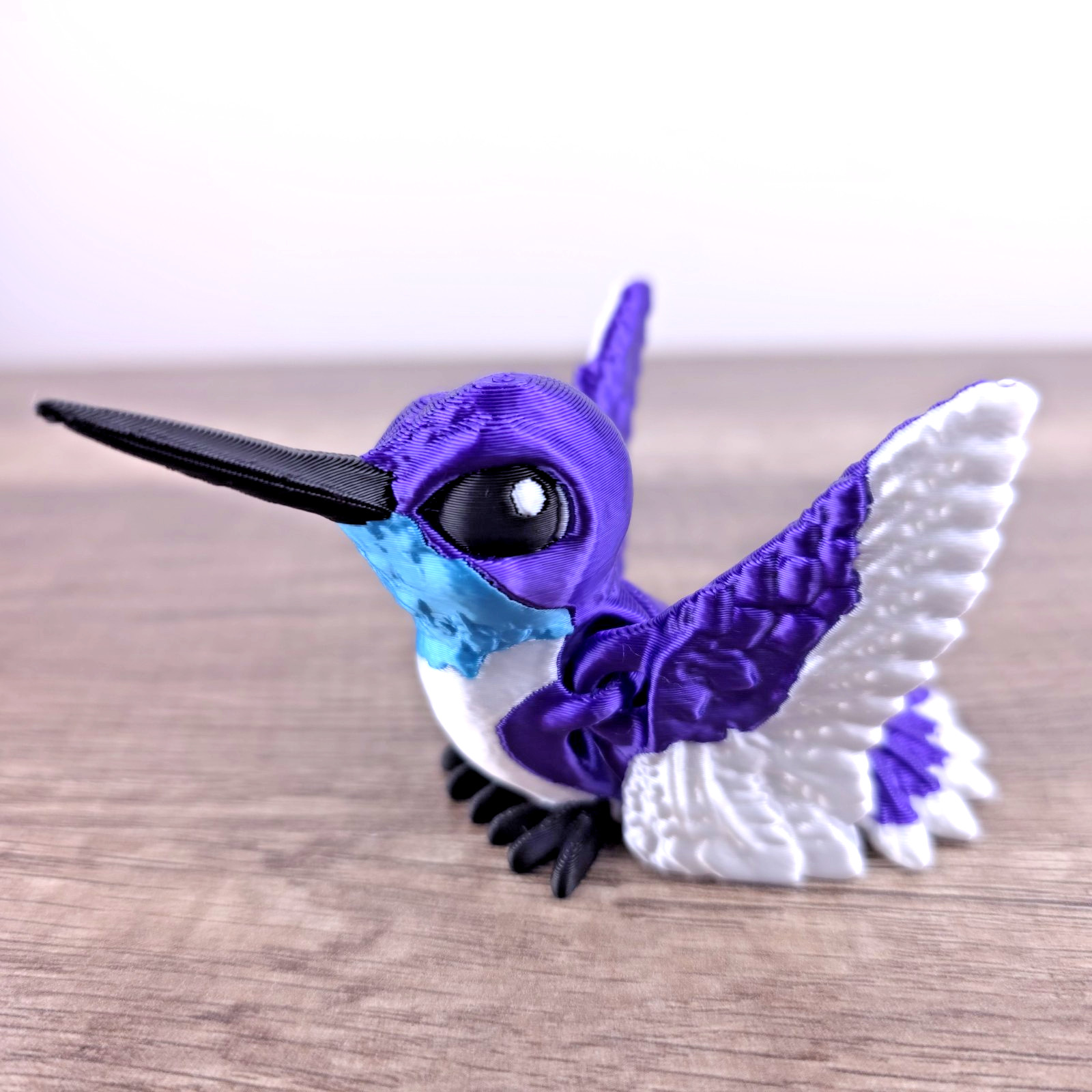 Tiny Hummingbird 3D Printed Articulated Flexi Fidget Toy Desk Pet – Purple