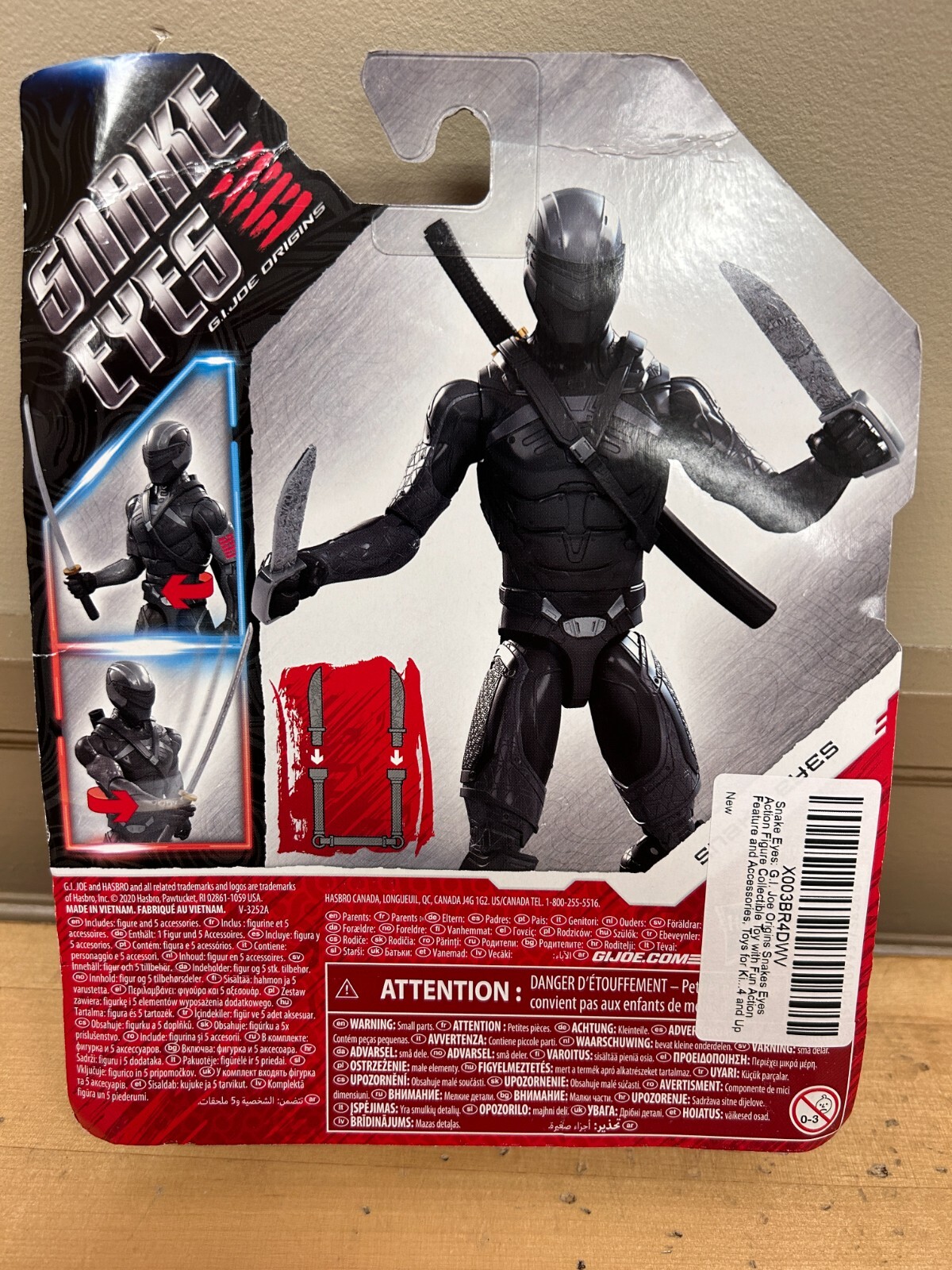 G.I. Joe Origins – Characters. Storm Shadow, Snake Eyes, Ninja Tech *DAMAGED PKG