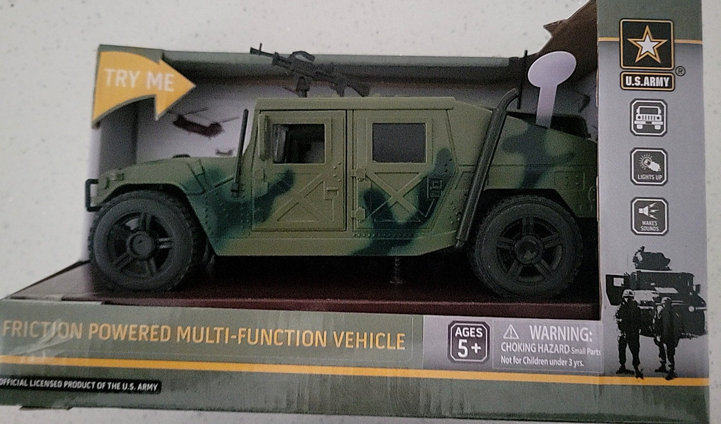 New U.S. Army Jungle Patrol Humvee Friction Light & Sound 1:16 Truck