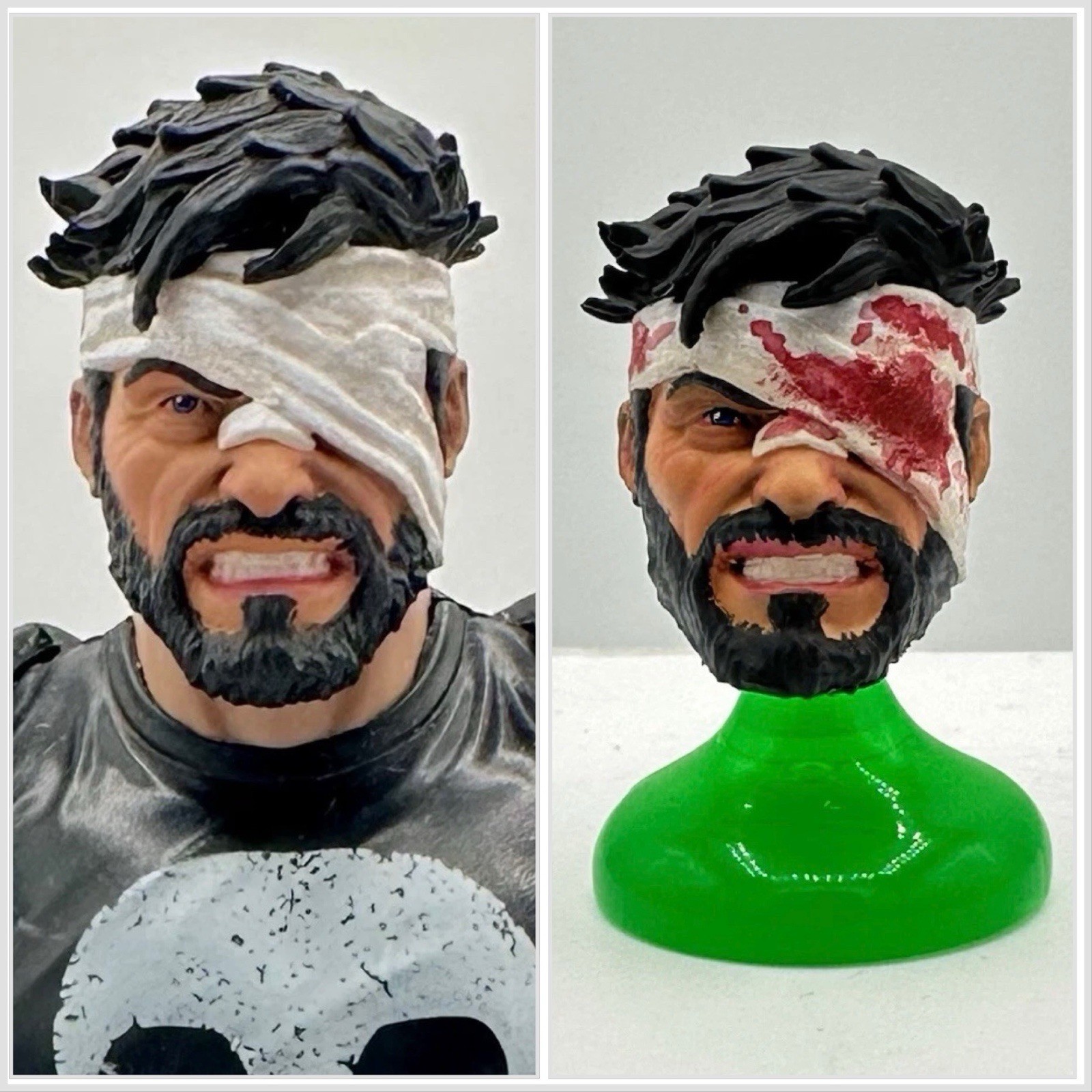 Custom Punisher Bloody & Bandaged Punisher Heads Fits 1:12 Marvel Legends X2