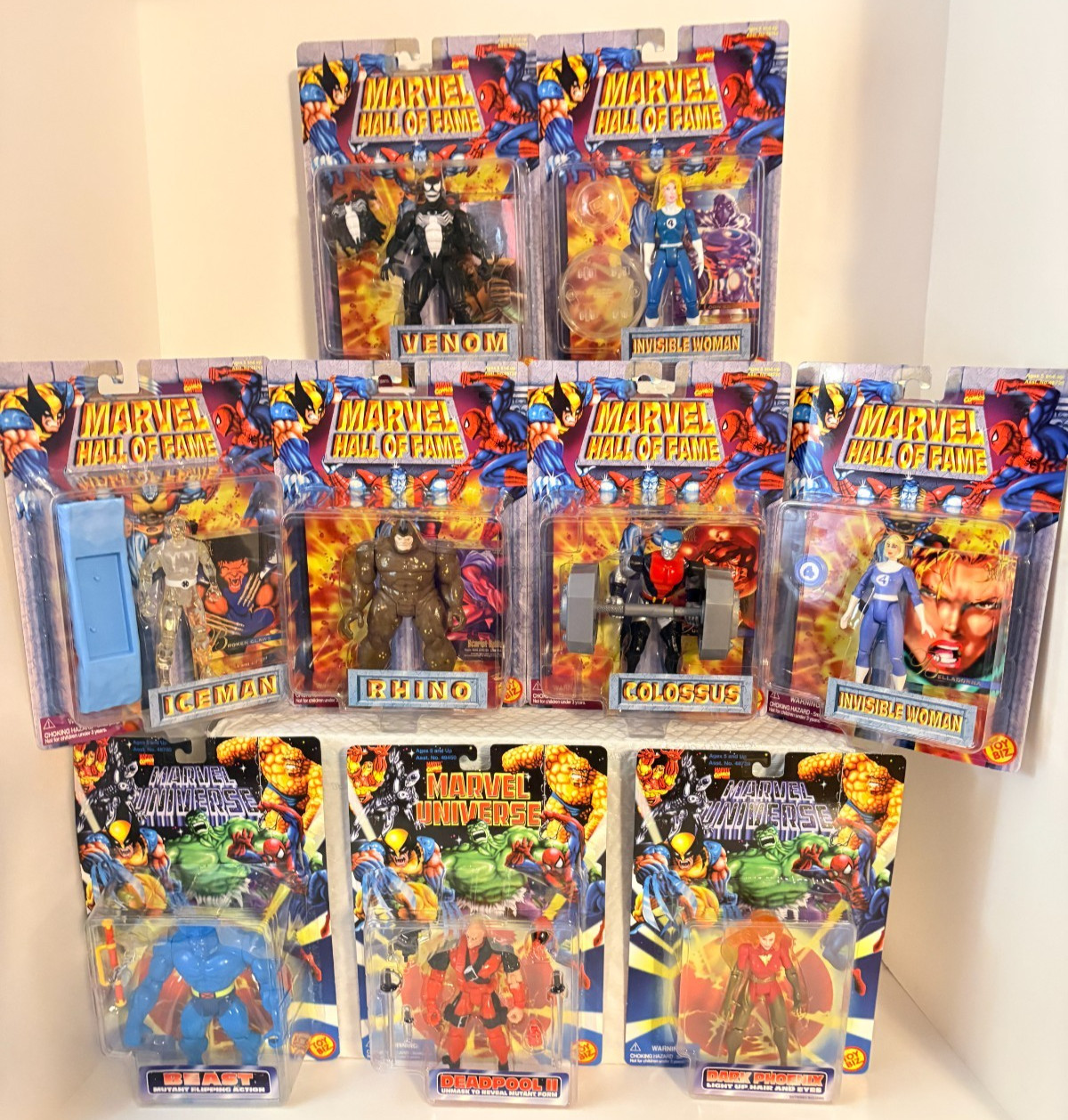 Marvel Universe & Hall Of Fame 1996 Lot of 9 Toy Biz Some W/Trading Card NEW