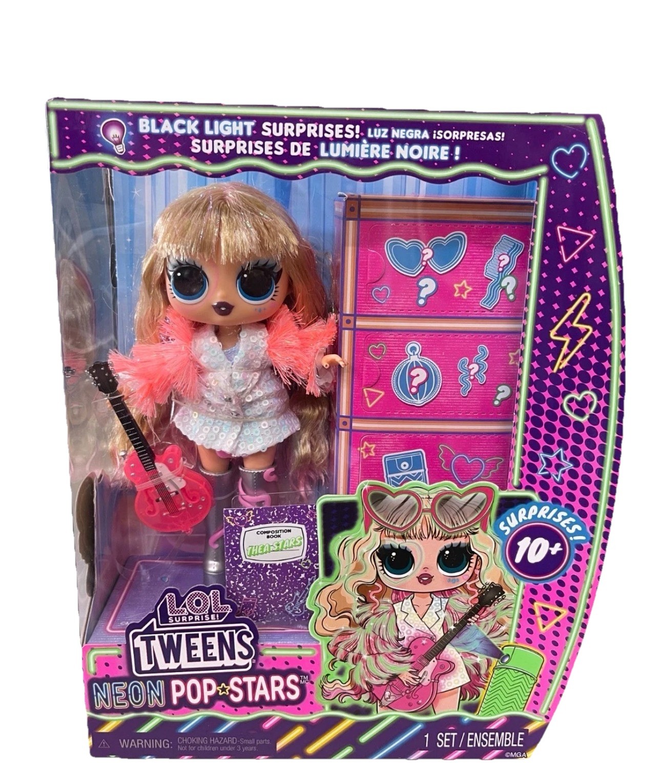 LOL Surprise Tweens Thea Stars Neon Pop Doll Black Light 10 Surprises