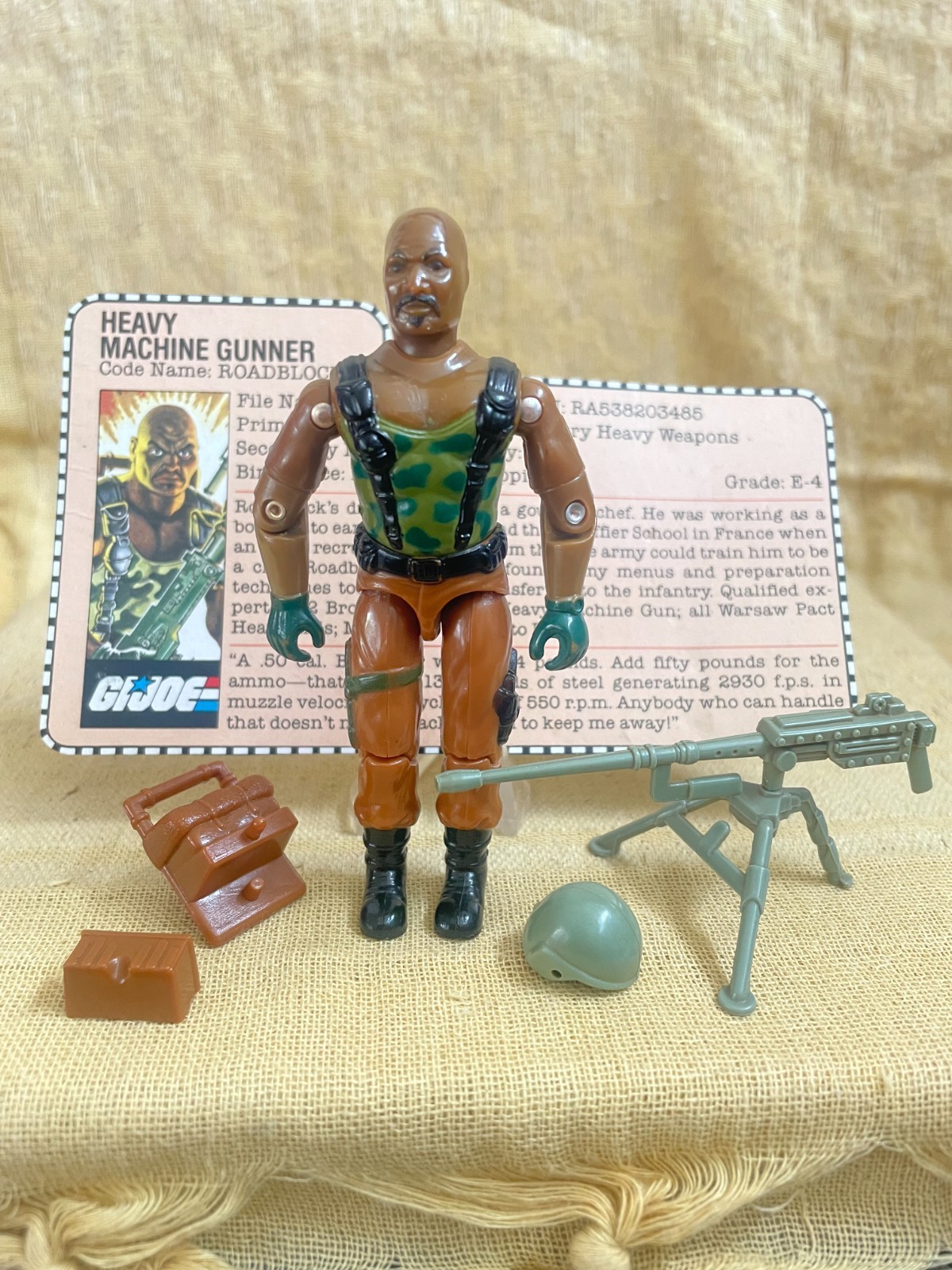 1984 GI Joe Roadblock – 100% Complete w/ VG File Card – Tight – No Cracks