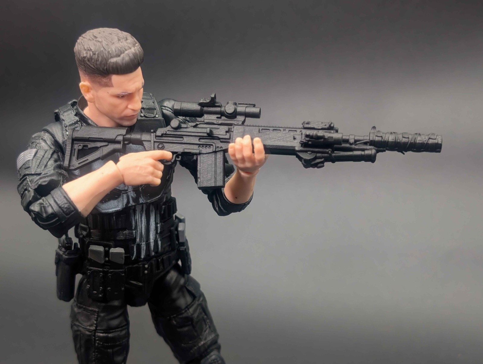 1/12 scale 3D printed M14 EBR rifle for classified valaverse marvel legends