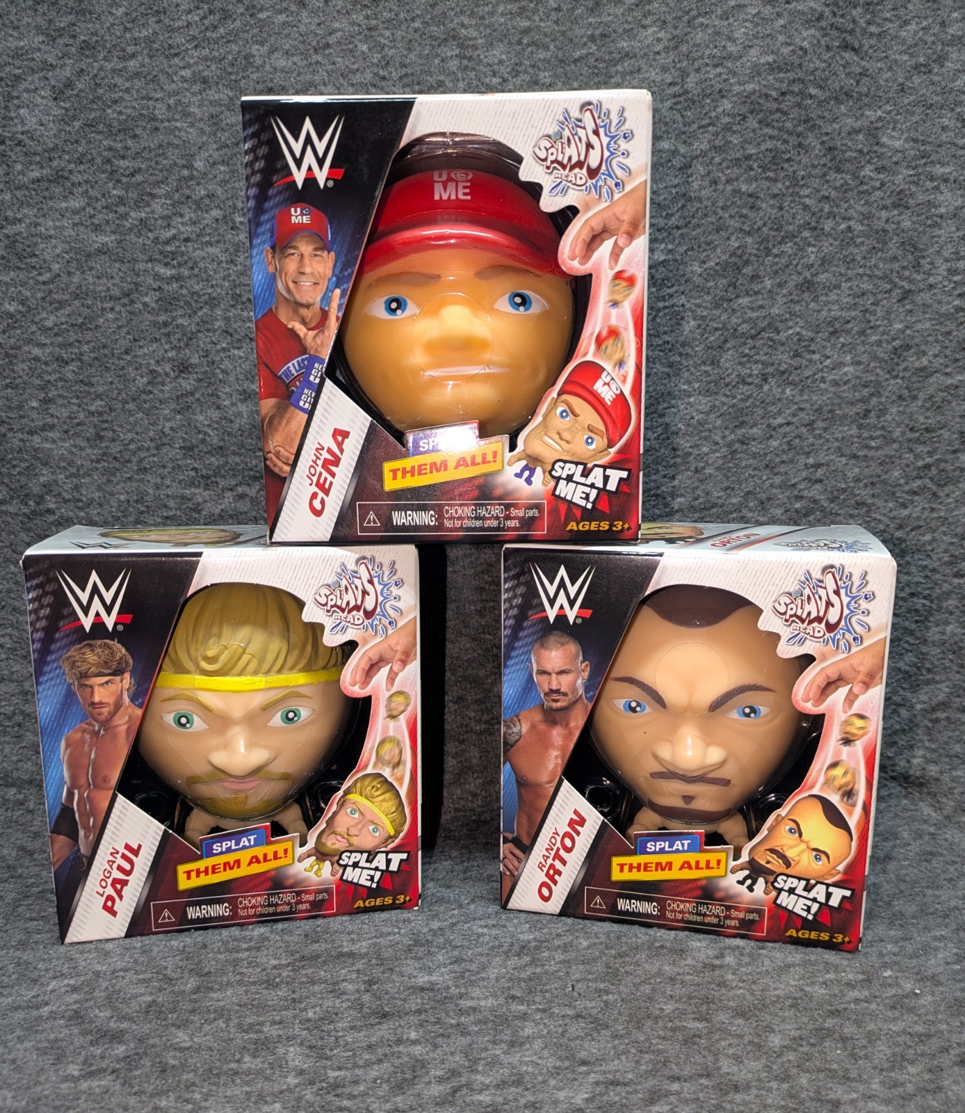 WWE Splat Me Heads John Cena Logan Paul Randy Orton Toy NIB