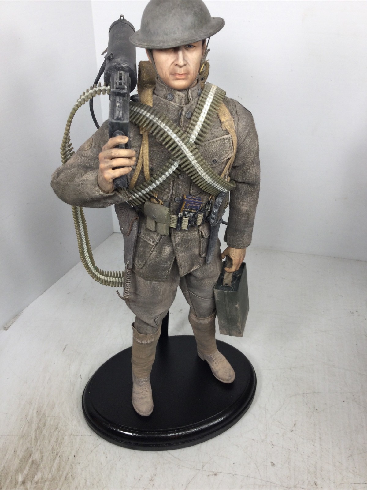 1/6 CUSTOM WW1 US 2ND INFANTRY DIV BROWNING .30 CAL MACHINEGUNNER +STAND
