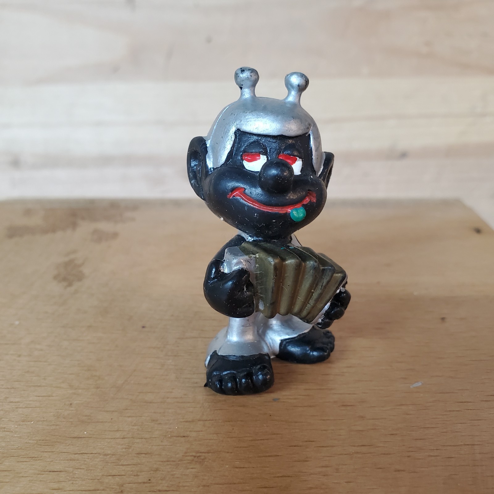 Vintage 1970s Black Bully ASTROSNIKS Accordian Germany Smurfs Figurine TOY