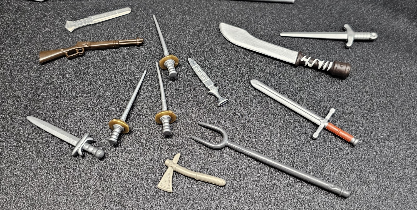 Lot Of 14 Toy Action Figure Mini Weapons Pre-Owned Gun Sword Knife